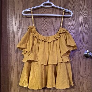 Shero off the shoulder top. Never worn. Mustard yellow.